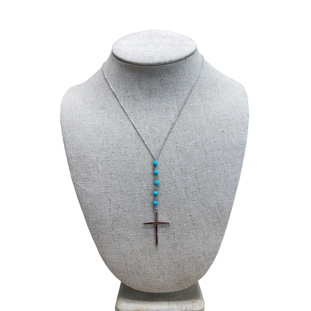 GM 925 Silver Turquoise Cross Necklace